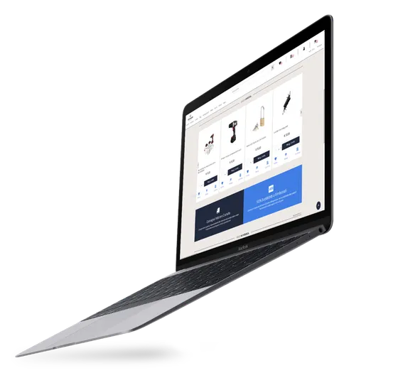 Sito e-commerce collegato al gestionale visualizzato su un notebook